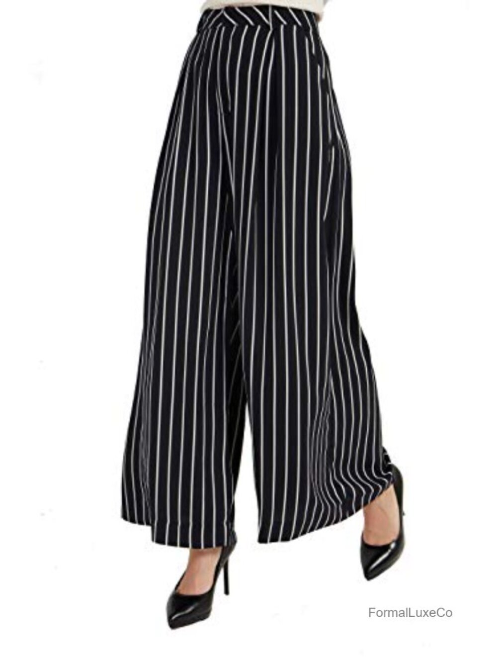High Waist Wide Leg Palazzo Pants Pleated Trousers Business Casual